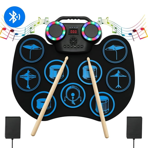YARUIFANSEN MD1008M Musical Instrument Acoustic Electronic Drum Set MIDI Roll Up Drum Set for Kids Education 